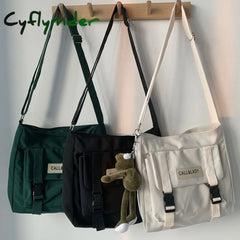 Cyflymder Canvas Women Messenger Bag Korean Large Shoulder Crossbody Bags For Student Nylon Cloth