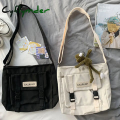 Cyflymder Canvas Women Messenger Bag Korean Large Shoulder Crossbody Bags For Student Nylon Cloth