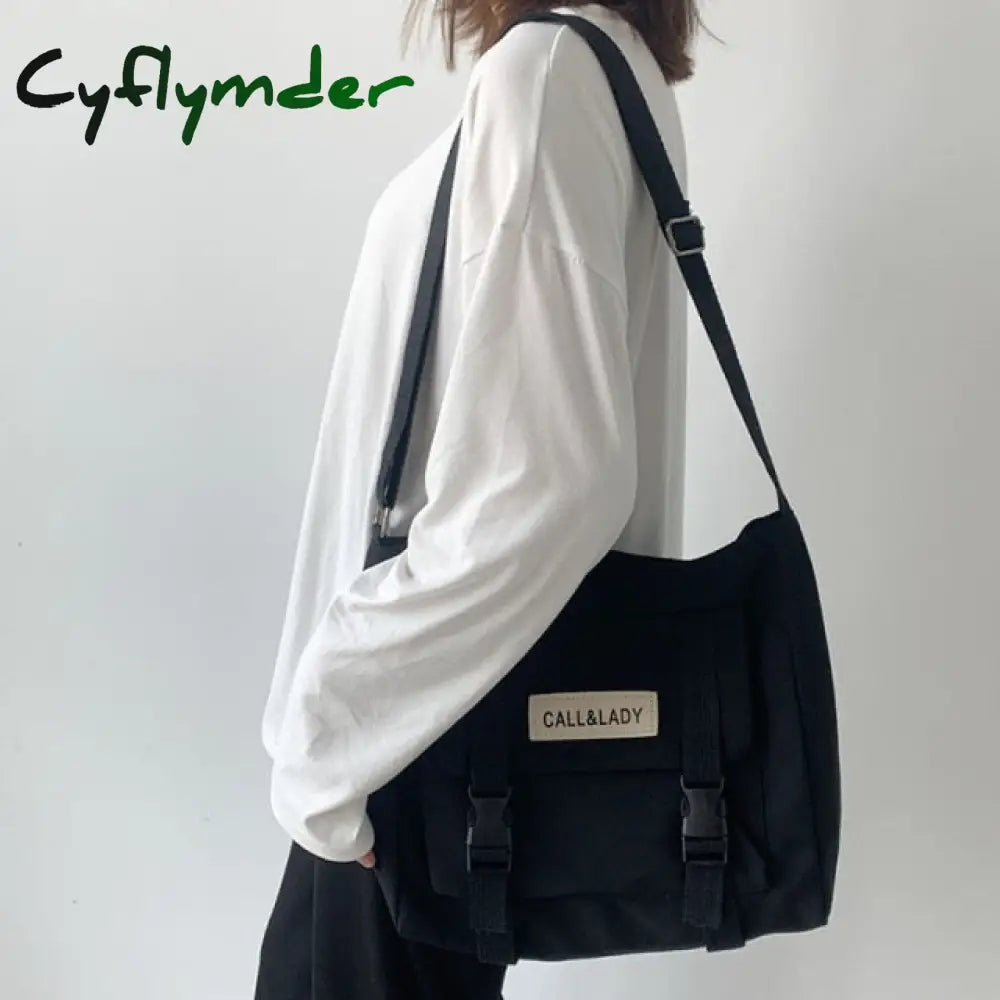 Cyflymder Canvas Women Messenger Bag Korean Large Shoulder Crossbody Bags For Student Nylon Cloth