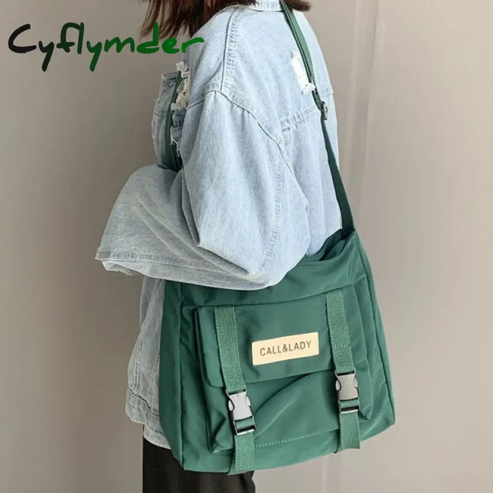 Cyflymder Canvas Women Messenger Bag Korean Large Shoulder Crossbody Bags For Student Nylon Cloth