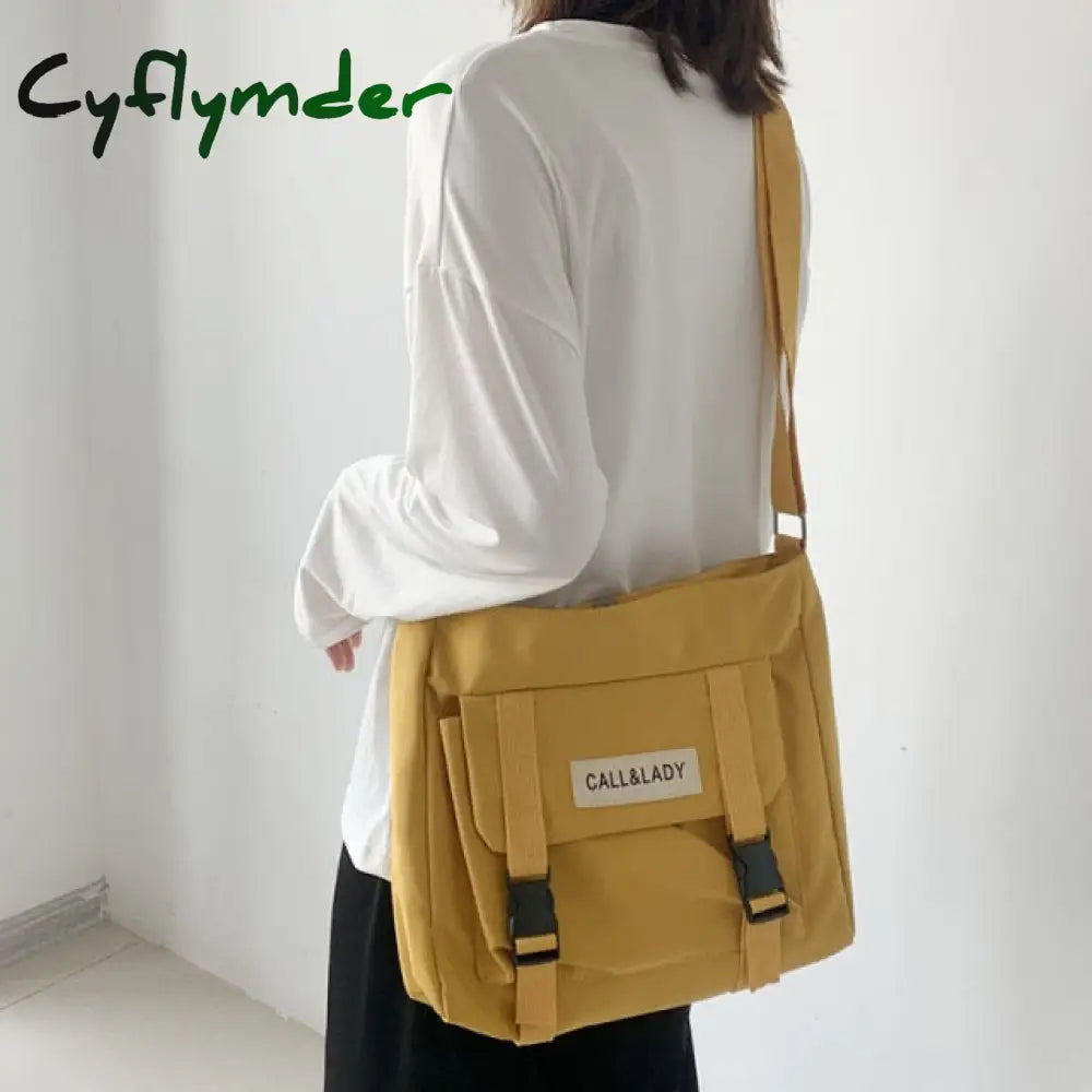 Cyflymder Canvas Women Messenger Bag Korean Large Shoulder Crossbody Bags For Student Nylon Cloth
