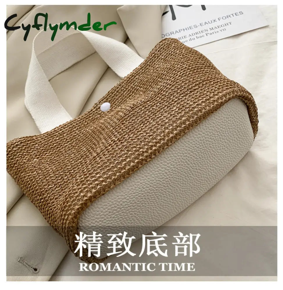 Cyflymder Capacity Straw Bags Women Handmade Woven Basket Summer Bohemian Beach Luxury Brand Canvas