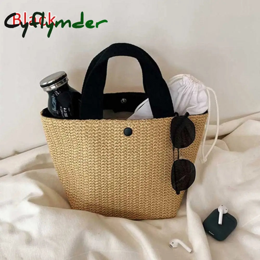 Cyflymder Capacity Straw Bags Women Handmade Woven Basket Summer Bohemian Beach Luxury Brand Canvas