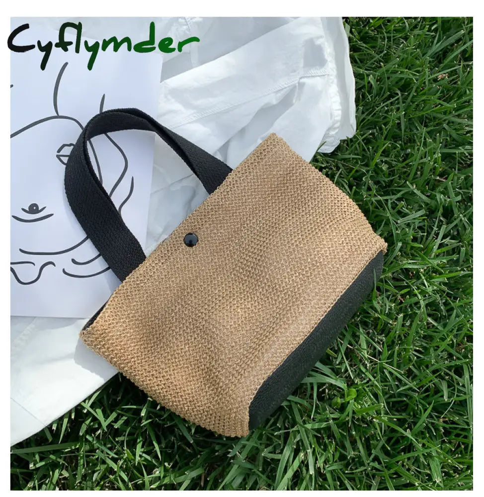 Cyflymder Capacity Straw Bags Women Handmade Woven Basket Summer Bohemian Beach Luxury Brand Canvas