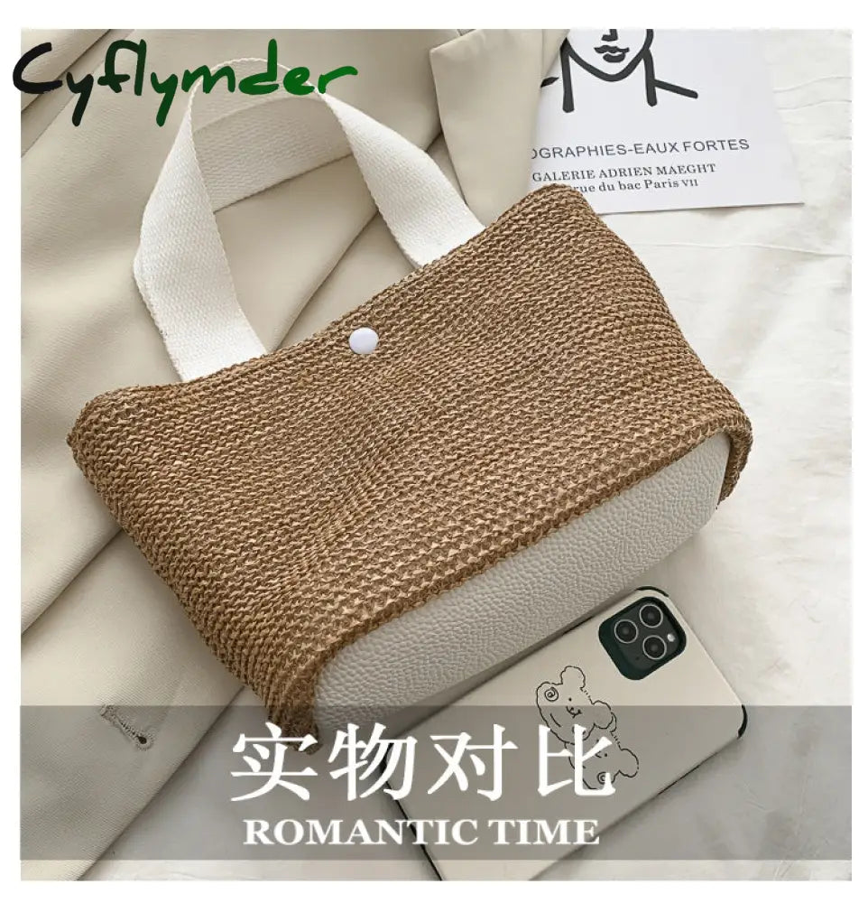 Cyflymder Capacity Straw Bags Women Handmade Woven Basket Summer Bohemian Beach Luxury Brand Canvas