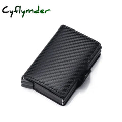 Cyflymder Carbon Fiber Anti Rfid Credit Card Holder Mens Double Cardholder Case Wallet Metal