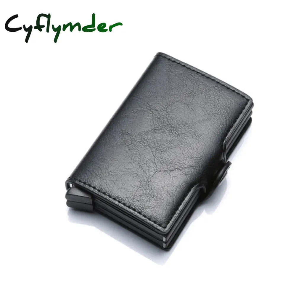 Cyflymder Carbon Fiber Anti Rfid Credit Card Holder Mens Double Cardholder Case Wallet Metal