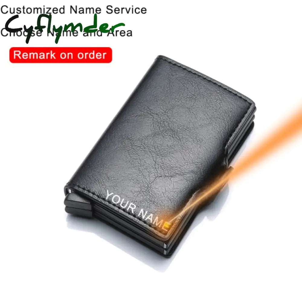 Cyflymder Carbon Fiber Anti Rfid Credit Card Holder Mens Double Cardholder Case Wallet Metal