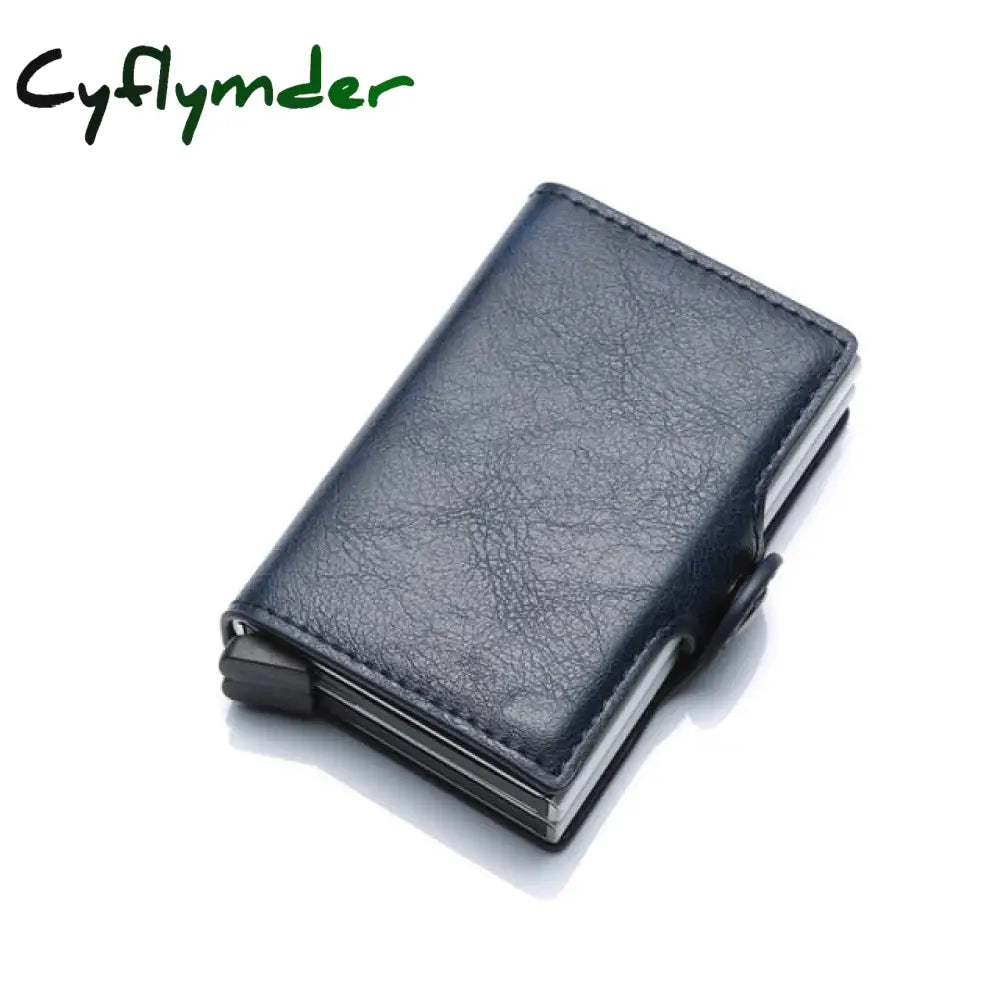 Cyflymder Carbon Fiber Anti Rfid Credit Card Holder Mens Double Cardholder Case Wallet Metal