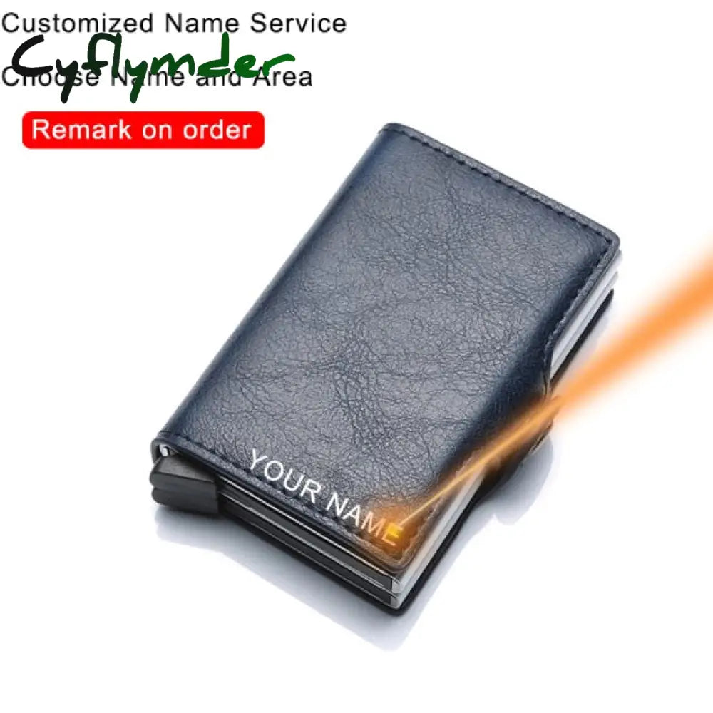 Cyflymder Carbon Fiber Anti Rfid Credit Card Holder Mens Double Cardholder Case Wallet Metal