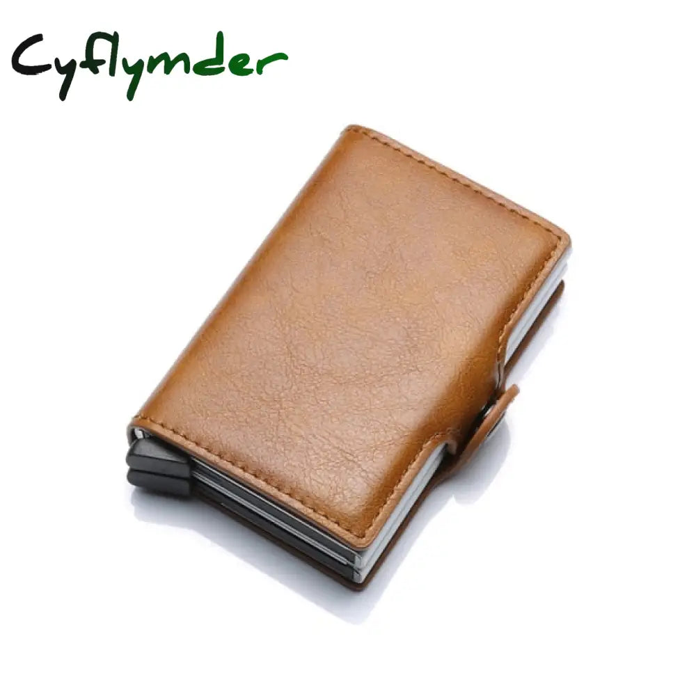 Cyflymder Carbon Fiber Anti Rfid Credit Card Holder Mens Double Cardholder Case Wallet Metal