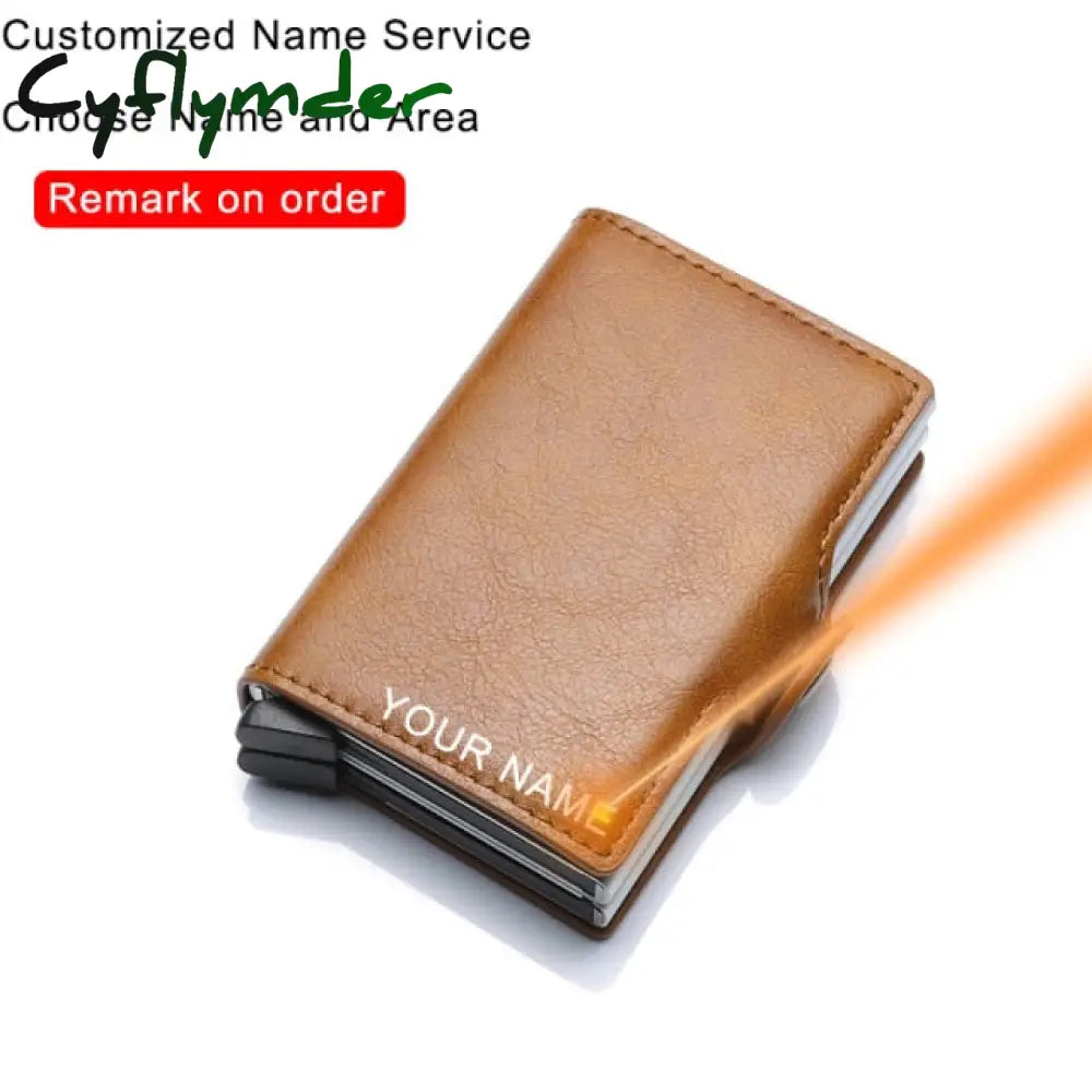 Cyflymder Carbon Fiber Anti Rfid Credit Card Holder Mens Double Cardholder Case Wallet Metal