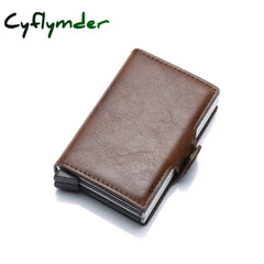 Cyflymder Carbon Fiber Anti Rfid Credit Card Holder Mens Double Cardholder Case Wallet Metal