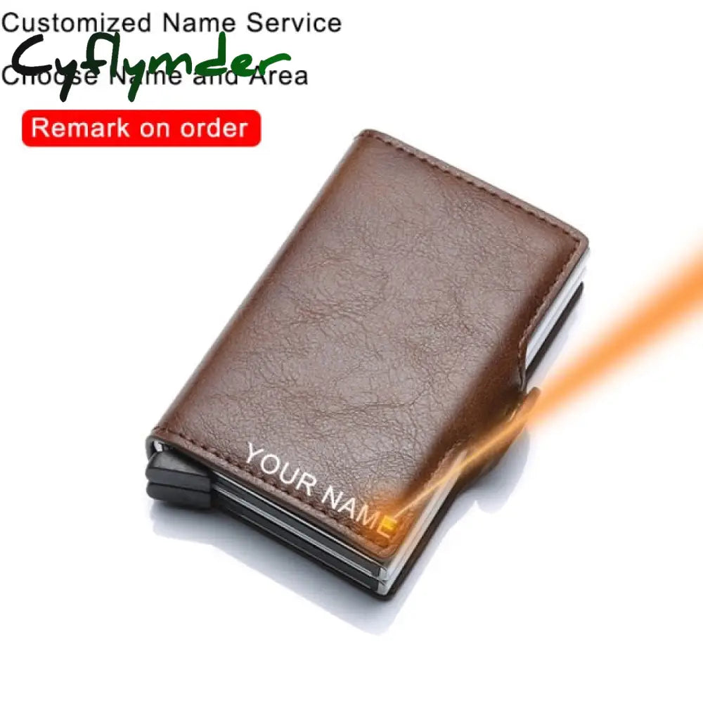 Cyflymder Carbon Fiber Anti Rfid Credit Card Holder Mens Double Cardholder Case Wallet Metal