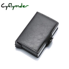 Cyflymder Carbon Fiber Anti Rfid Credit Card Holder Mens Double Cardholder Case Wallet Metal