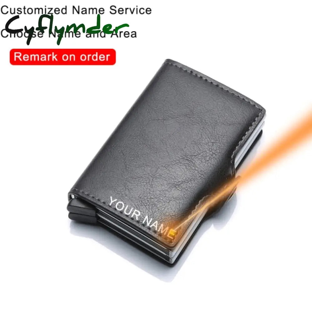 Cyflymder Carbon Fiber Anti Rfid Credit Card Holder Mens Double Cardholder Case Wallet Metal