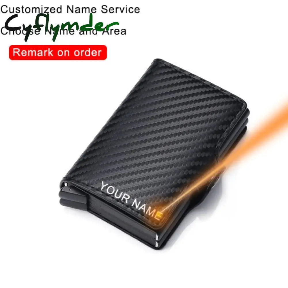 Cyflymder Carbon Fiber Anti Rfid Credit Card Holder Mens Double Cardholder Case Wallet Metal