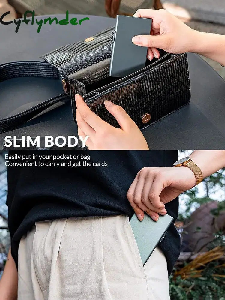 Cyflymder Card Holder Wallet Minimalist Slim Metal Rfid Blocking Protector Pop Up Credit Wallets