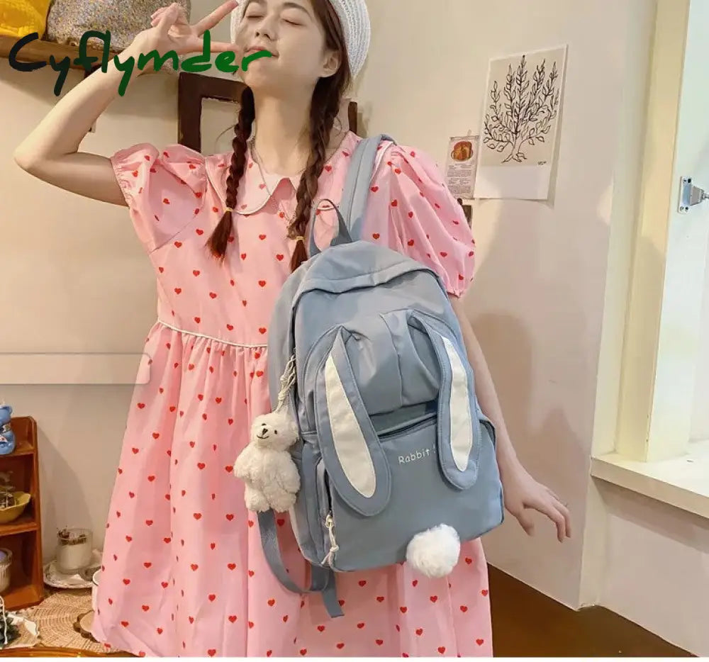 Cyflymder Cartoon Embroidery Backpacks For Teenage Girls Japanese Soft Girl Lolita Cute Cat