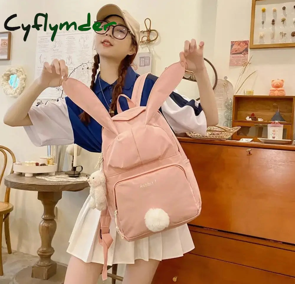 Cyflymder Cartoon Embroidery Backpacks For Teenage Girls Japanese Soft Girl Lolita Cute Cat