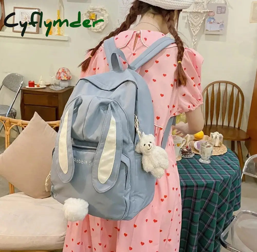 Cyflymder Cartoon Embroidery Backpacks For Teenage Girls Japanese Soft Girl Lolita Cute Cat