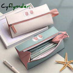 Cyflymder Cartoon Little Monster Pencil Case For Office Large Capacity Pu Bag Material Escolar