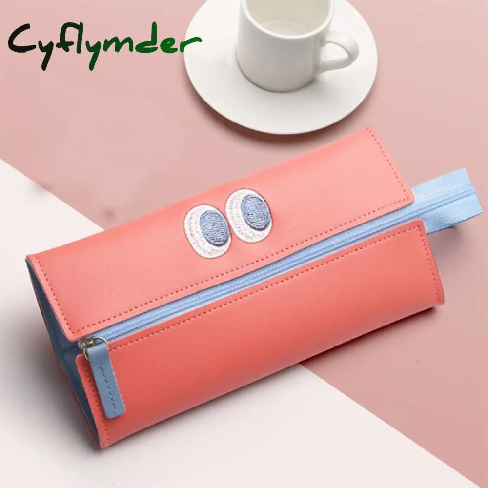 Cyflymder Cartoon Little Monster Pencil Case For Office Large Capacity Pu Bag Material Escolar