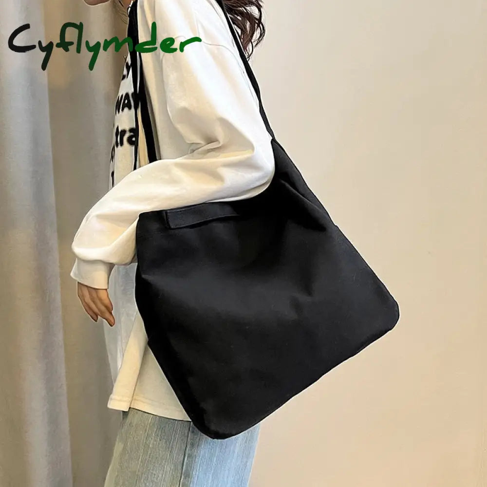 Cyflymder Casual Canvas Female Bag Shoppers Simple College Student Book Shoulder Crossbody Bags For