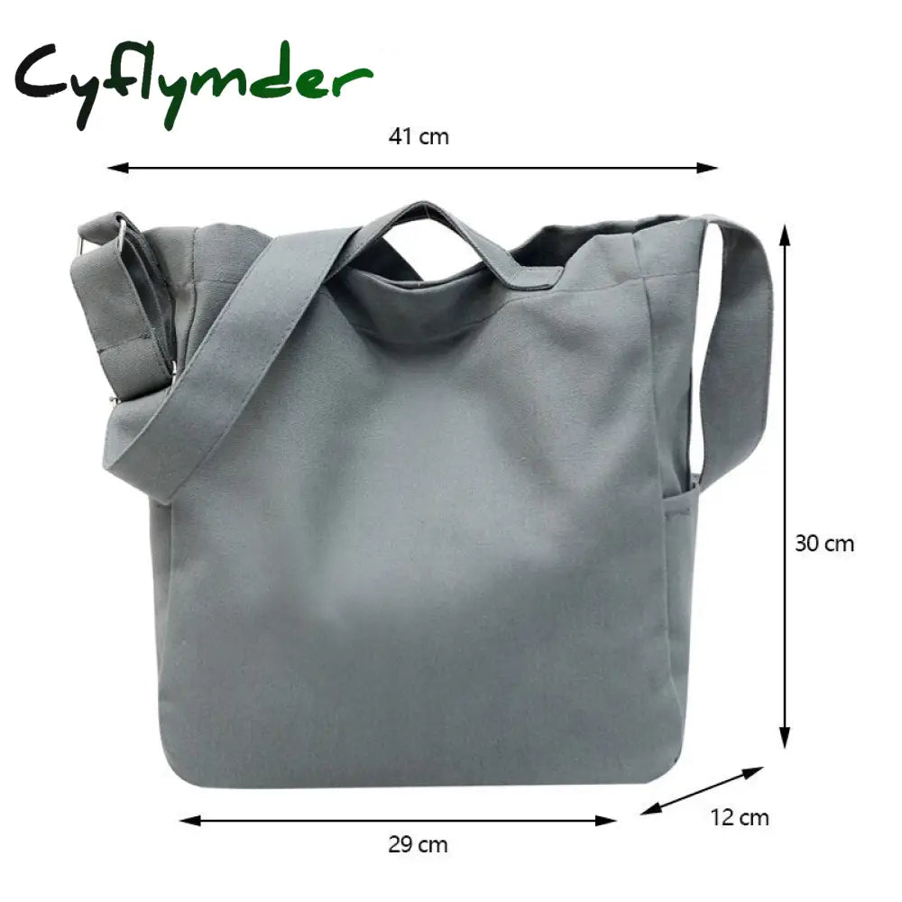 Cyflymder Casual Canvas Female Bag Shoppers Simple College Student Book Shoulder Crossbody Bags For