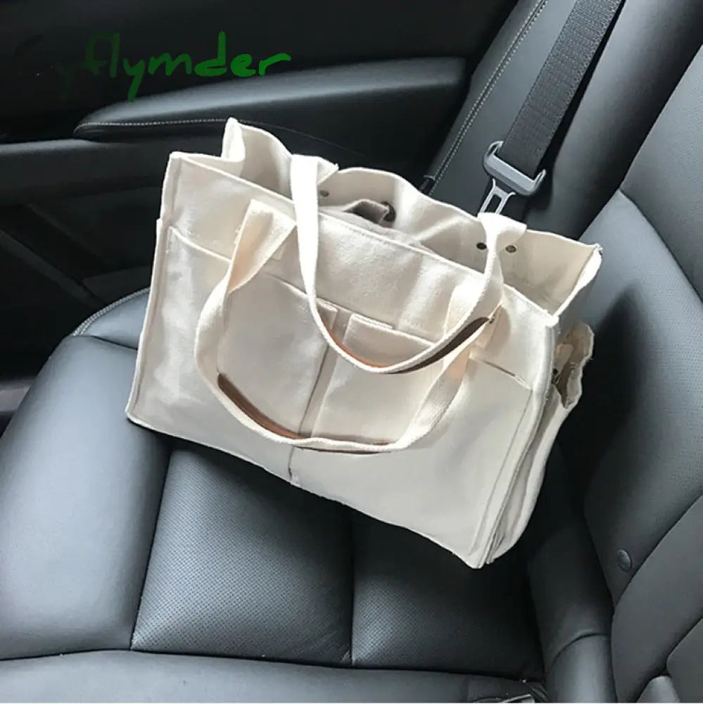 Cyflymder Casual Canvas Large Capacity Tote Women Handbags Designer Wide Strap Shoulder Crossbody