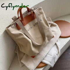 Cyflymder Casual Canvas Women Handbags Designer Letters Shoulder Crossbody Bags Female Large