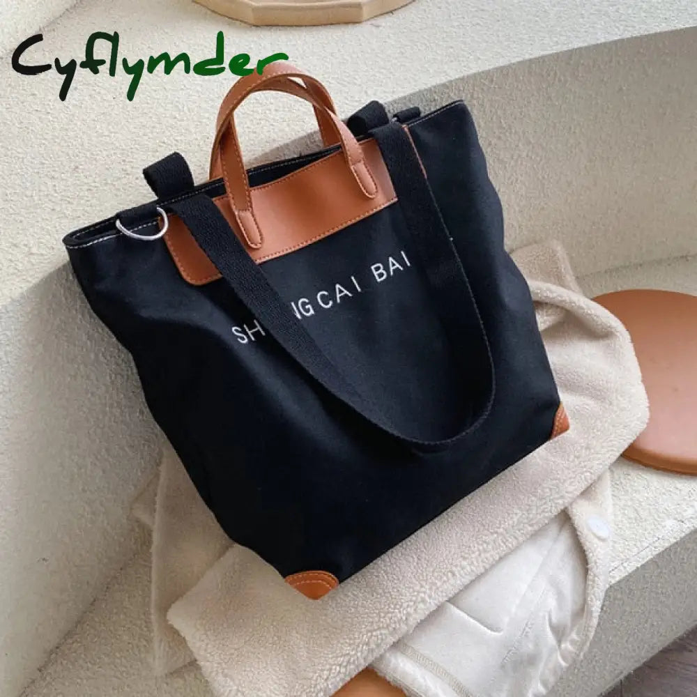 Cyflymder Casual Canvas Women Handbags Designer Letters Shoulder Crossbody Bags Female Large