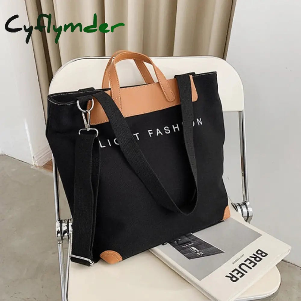 Cyflymder Casual Canvas Women Handbags Designer Letters Shoulder Crossbody Bags Female Large