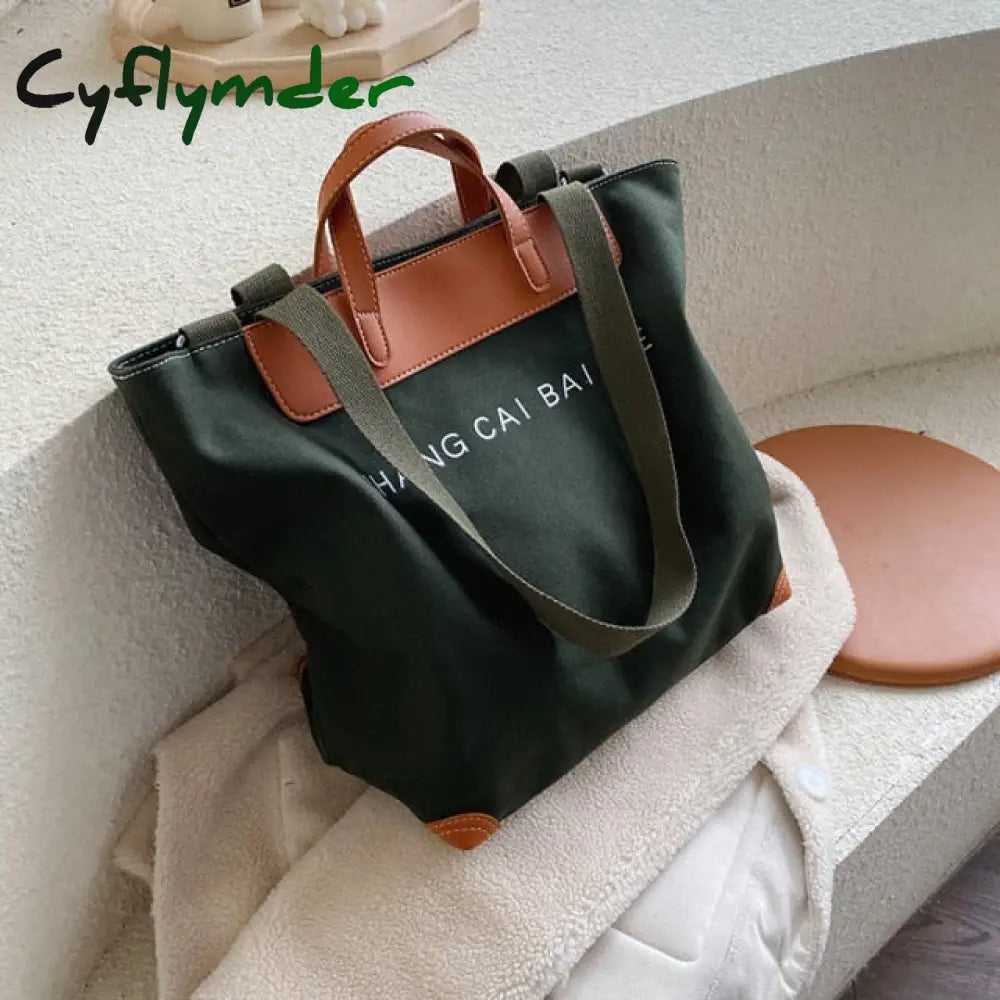 Cyflymder Casual Canvas Women Handbags Designer Letters Shoulder Crossbody Bags Female Large