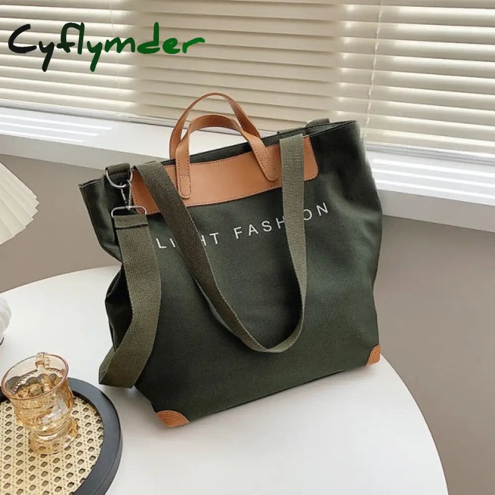 Cyflymder Casual Canvas Women Handbags Designer Letters Shoulder Crossbody Bags Female Large