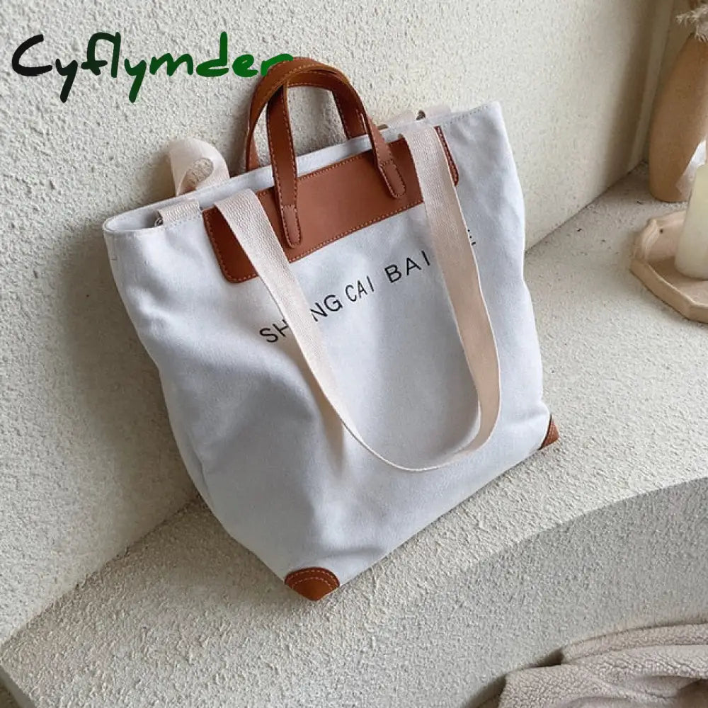 Cyflymder Casual Canvas Women Handbags Designer Letters Shoulder Crossbody Bags Female Large