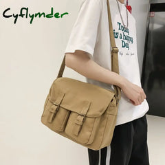 Cyflymder Casual Canvas Women Shoulder Bags Female School Messenger Multi Pocket Flap Buckle Unisex