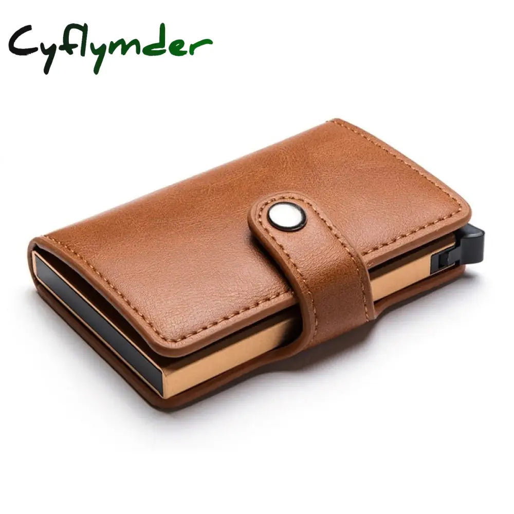 Cyflymder Casual Card Holder Hasp Protector Smart Case Rfid Aluminum Box Slim Men And Women Pu