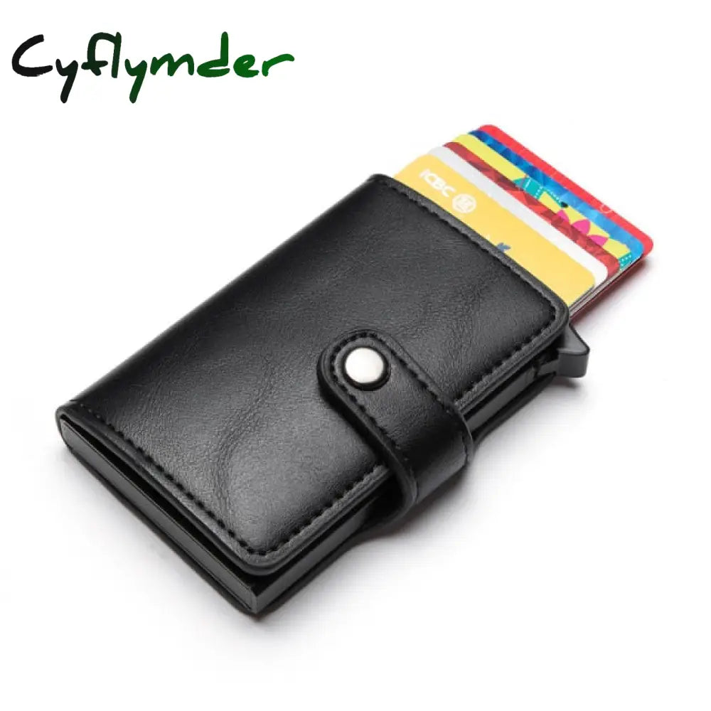 Cyflymder Casual Card Holder Hasp Protector Smart Case Rfid Aluminum Box Slim Men And Women Pu