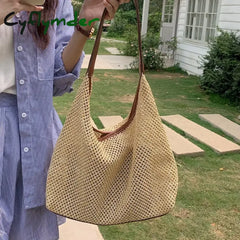 Cyflymder Casual Hollow Large Capacity Women’s Shoulder Bag Simple Travel Beach Ladies Underarm