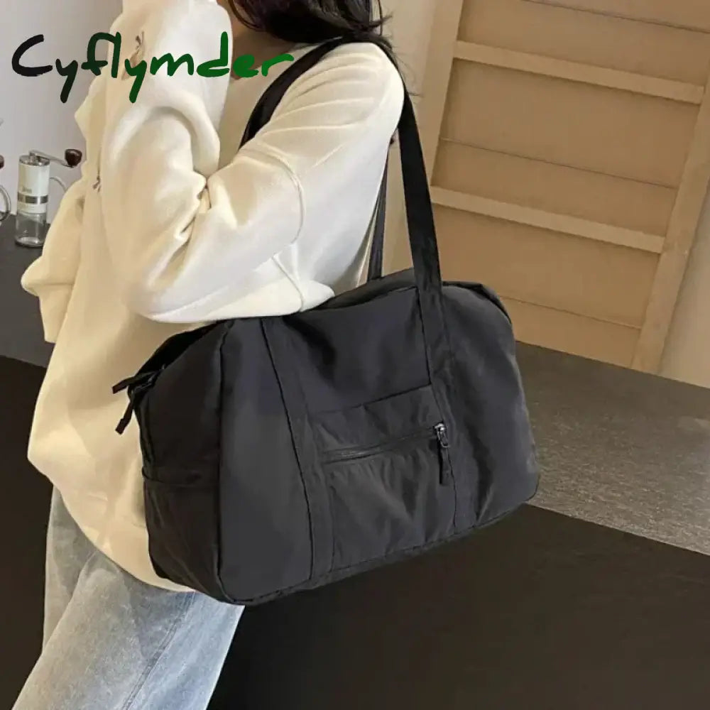 Cyflymder Casual Large Capaci Nylon Cloth Bag Women New Fashion Commuter Shoulder Bag Short-Distance Travel Bag Fitness