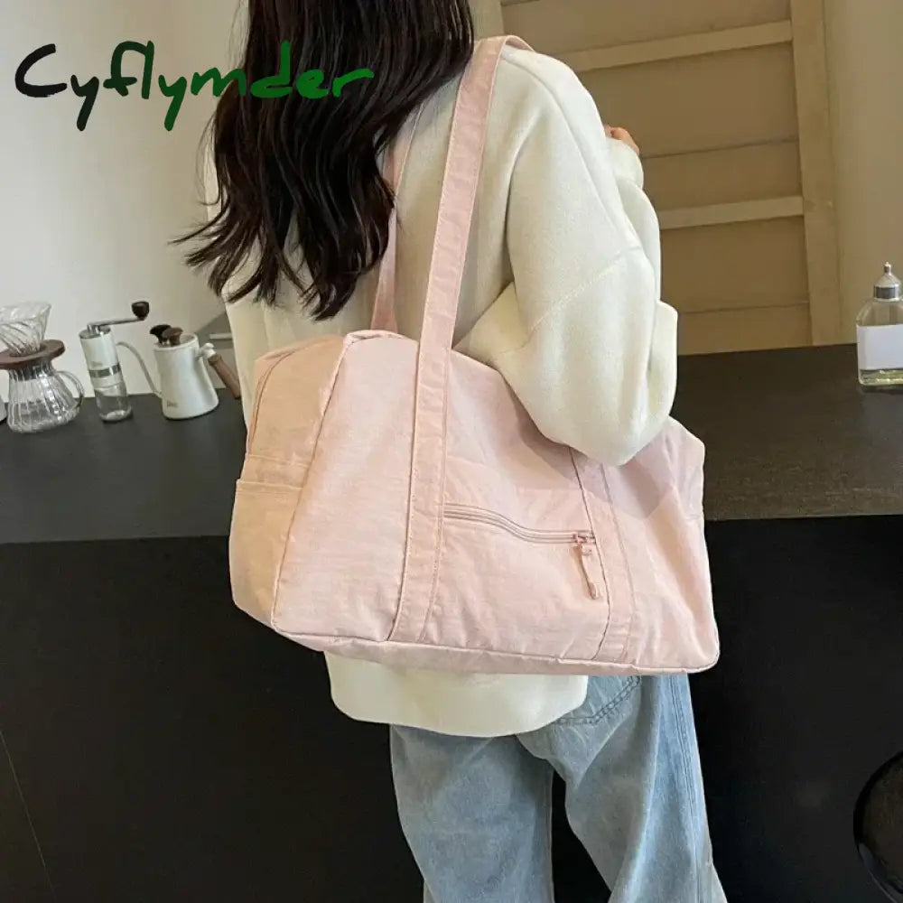 Cyflymder Casual Large Capaci Nylon Cloth Bag Women New Fashion Commuter Shoulder Bag Short-Distance Travel Bag Fitness