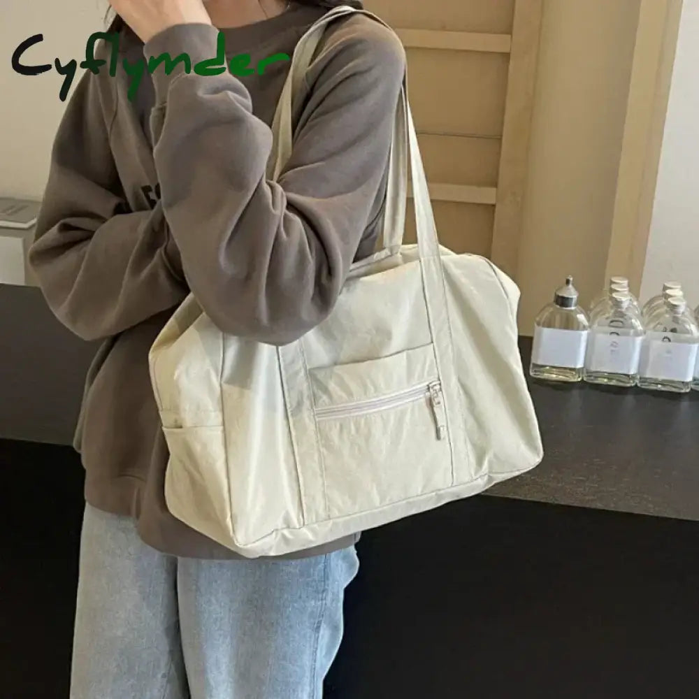 Cyflymder Casual Large Capaci Nylon Cloth Bag Women New Fashion Commuter Shoulder Bag Short-Distance Travel Bag Fitness