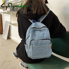 Cyflymder Casual Large Capacity Denim Women Backpacks High Quality Ladies Daily Travel Bag