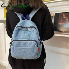 Cyflymder Casual Large Capacity Denim Women Backpacks High Quality Ladies Daily Travel Bag