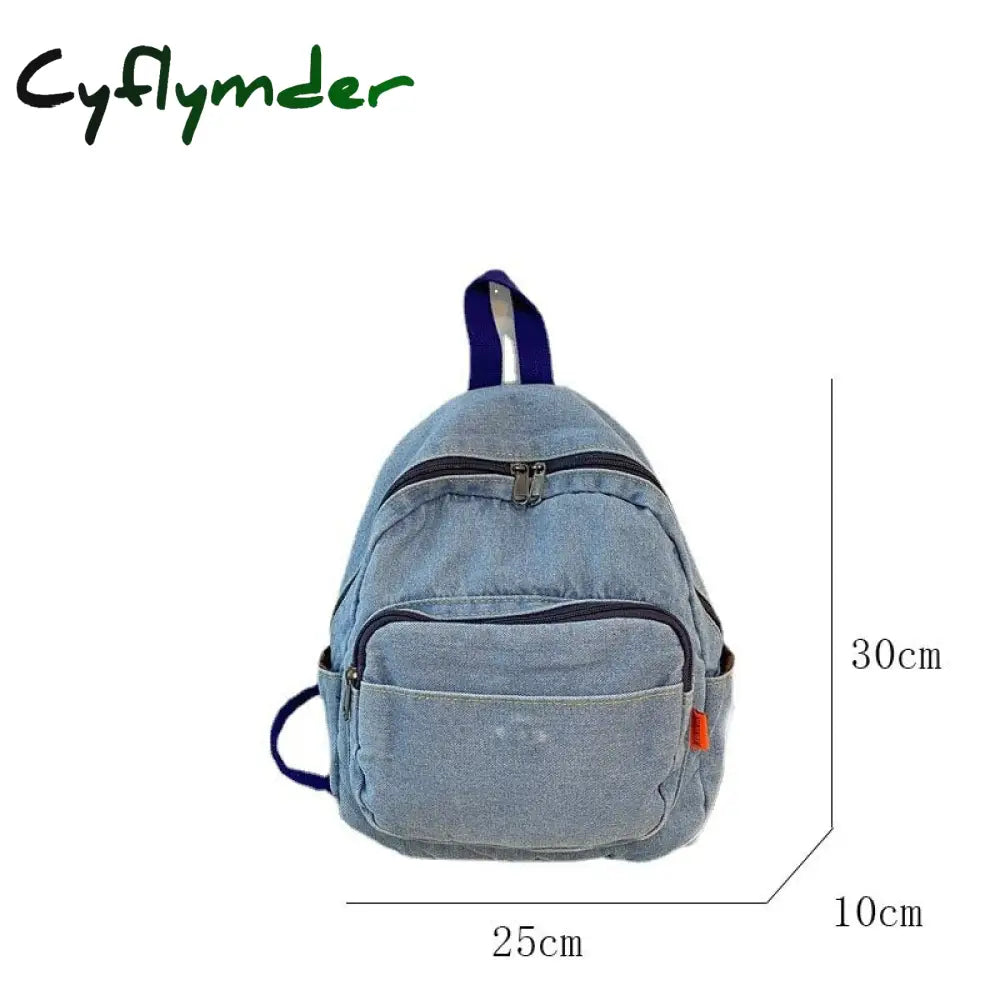 Cyflymder Casual Large Capacity Denim Women Backpacks High Quality Ladies Daily Travel Bag