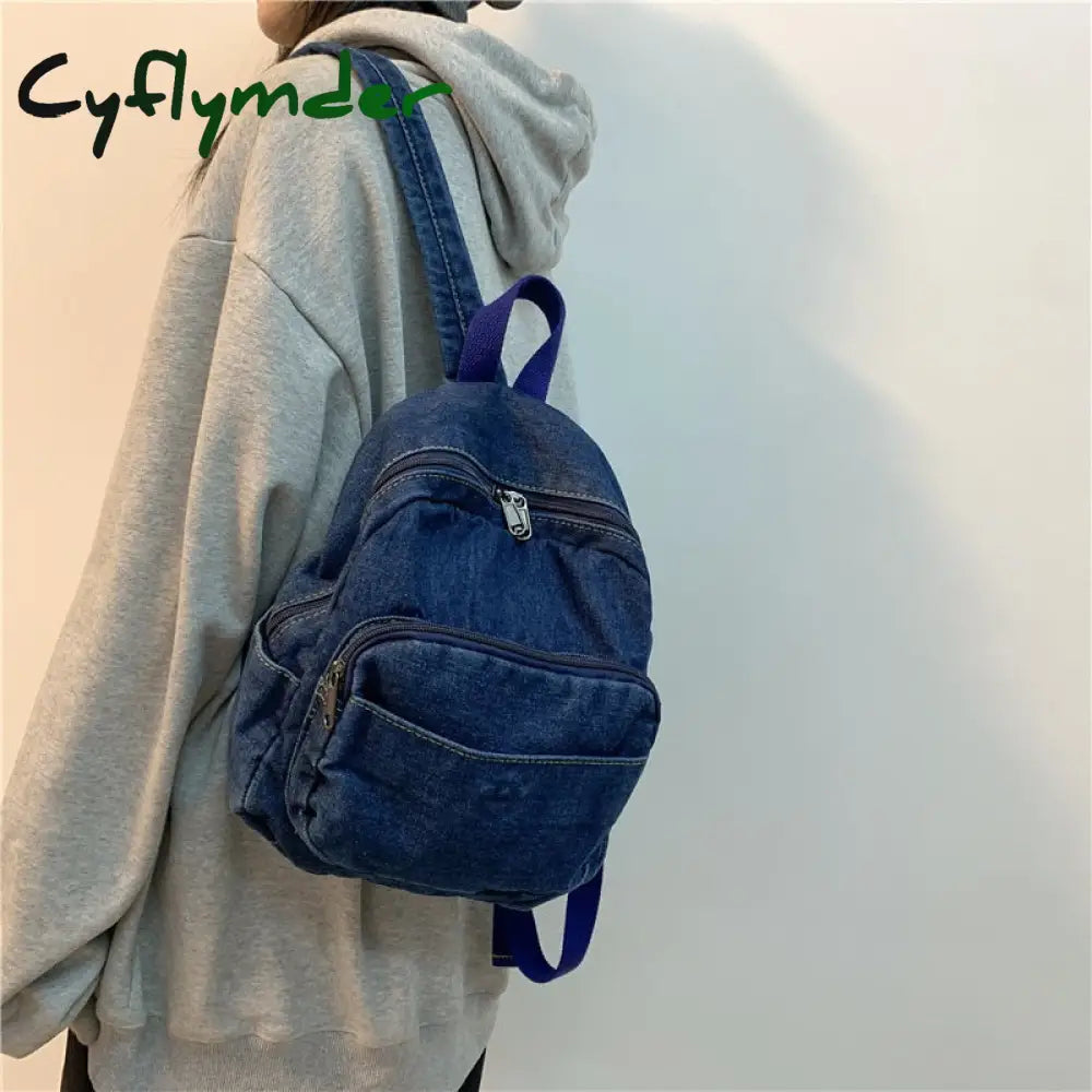 Cyflymder Casual Large Capacity Denim Women Backpacks High Quality Ladies Daily Travel Bag