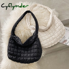 Cyflymder Casual Large Capacity Eiderdown Shoulder Bag Women Creative Lattice Pattern Handbag