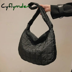 Cyflymder Casual Large Capacity Eiderdown Shoulder Bag Women Creative Lattice Pattern Handbag