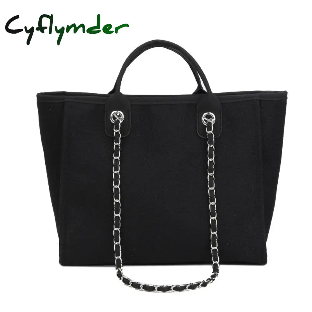 Cyflymder Casual Large Capacity Tote Designer Chains Women Handbags Luxury Canvas Lady Shoulder